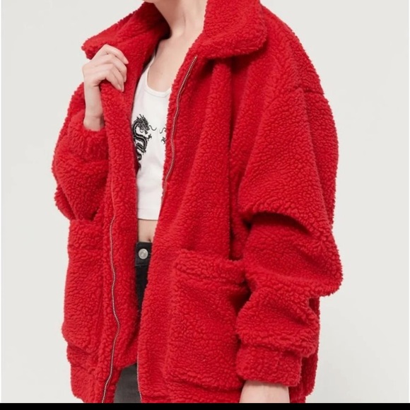 RED TEDDY COAT - Picture 2 of 2